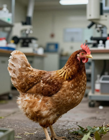 chicken in the farm, close-up, selective focus.