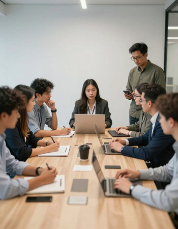 Group of multiethnic business people working together in a meeting room