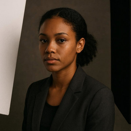 Portrait of a young beautiful African American businesswoman in a suit