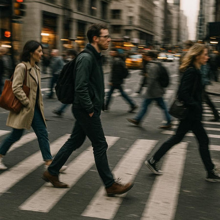 People on zebra crossing in New York City, United States of America