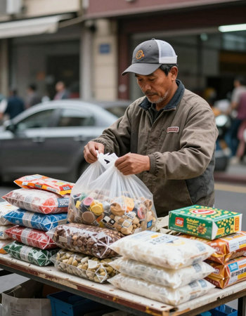 Street vendor in Barcelona, Spain