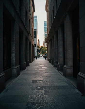 View of a street in downtown Los Angeles, California, USA.