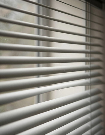 Blinds on the window. Shallow depth of field.