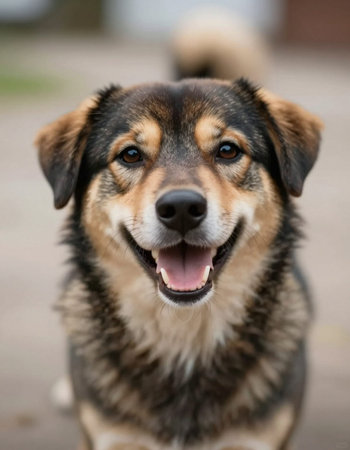 Portrait of a cute mixed breed dog. Shallow depth of field.