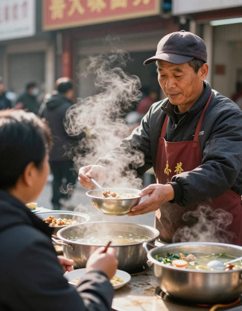 Chinese street food vendor in Shanghai.