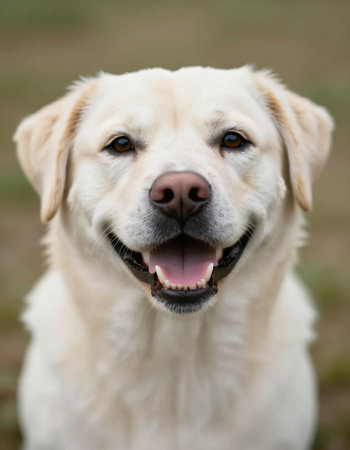 a nice yellow labrador retriever portrait in a park in summer