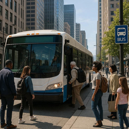 People waiting for a bus in Manhattan