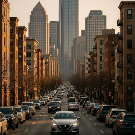 Cars on the street in Manhattan, New York City, USA.