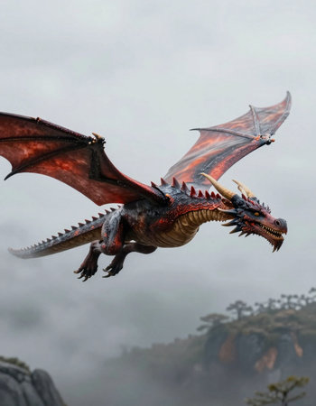 Fantasy dragon flying in the sky, fantasy dragon, fantasy dragon