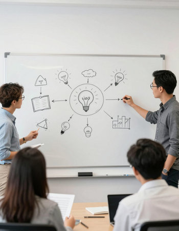 Group of young business people having a brainstorming meeting in a modern office