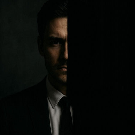 Portrait of a handsome man in a suit on a dark background