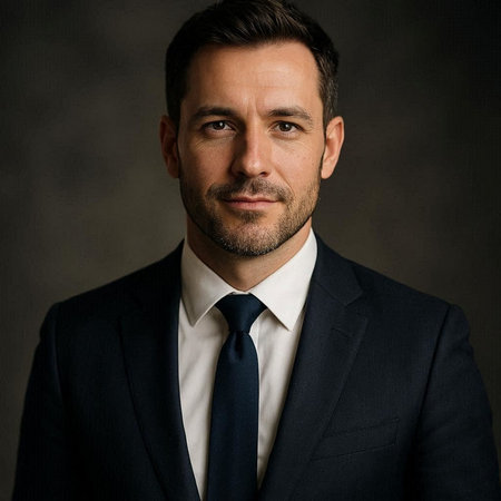 Portrait of a handsome man in a suit on a dark background