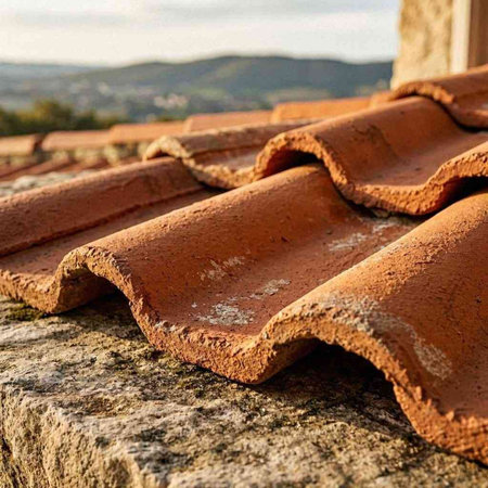 Roof tiles on the terrace of an old house in Croatia
