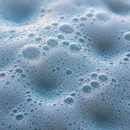 Close-up of soapy foam with bubbles. Abstract background.