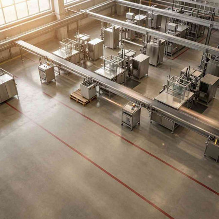 Industrial interior of a factory for the production of alcoholic beverages.