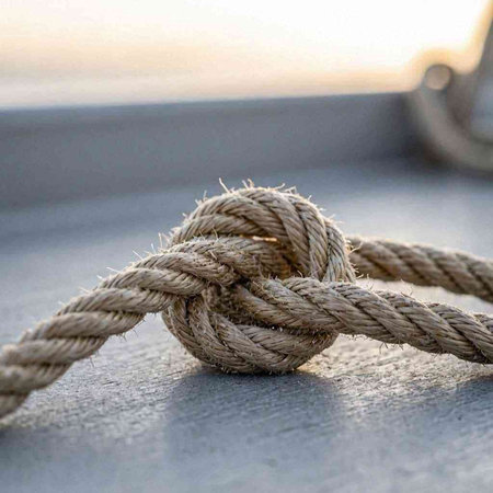 rope on the deck of a boat, close-up.