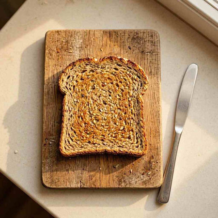 Sliced toast bread with sunflower seeds on a wooden board