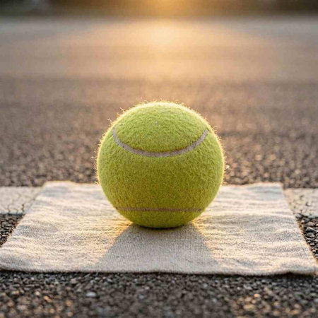 Tennis ball on the tennis court. Tennis ball on the court.