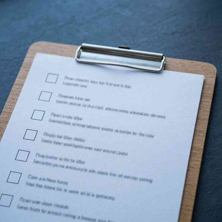 Blank checklist with pen on black background. Selective focus.