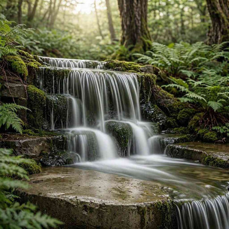Waterfall in the forest. Beautiful waterfall in the forest. Waterfall in the forest.