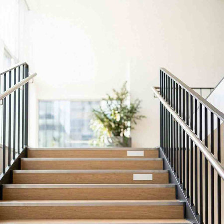Staircase in a modern office. Interior of the office.