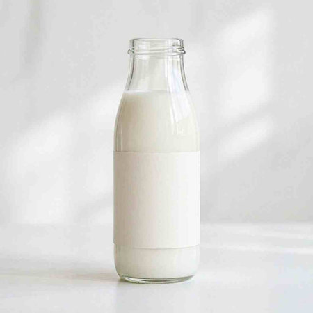 Milk bottle mockup on a white background. Vector illustration.