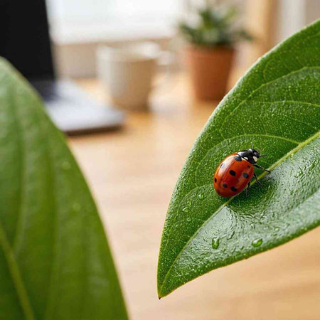 Ladybug on a green leaf. Ladybug on a leaf.