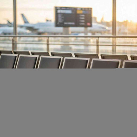 Empty seats in the terminal of the airport. Selective focus.