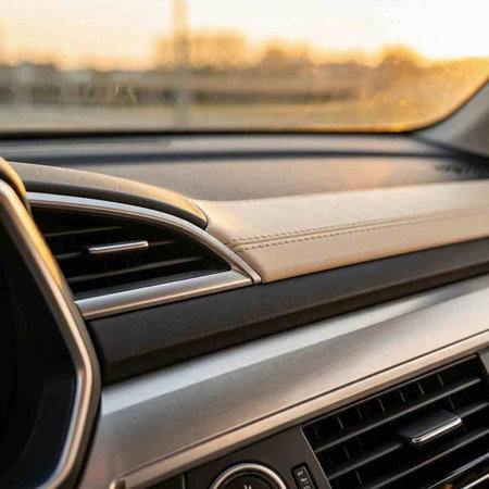 View from the window of a car. View of the interior.