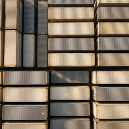 Containers in the port of Hamburg, Germany. Industrial background.