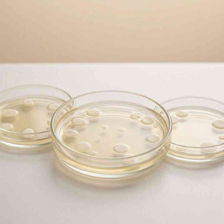 Petri dishes with bacterial colonies on a white background. 3d rendering