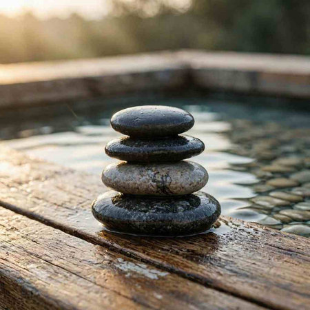 Pile of pebbles in a pool. Zen concept.
