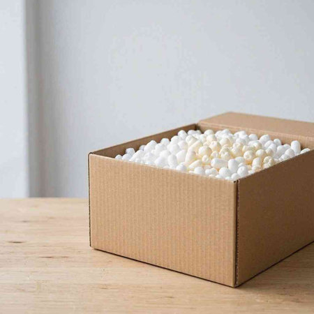 Box of chewing gum on a wooden table with copy space for text