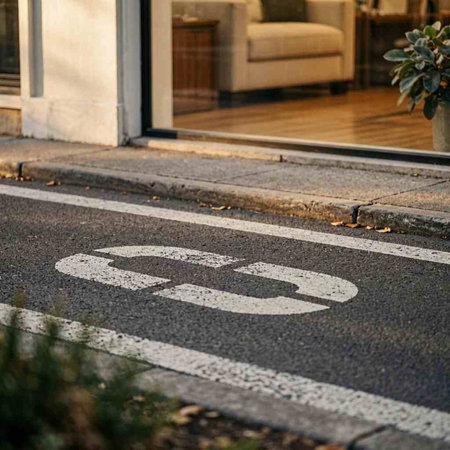 Bicycle lane sign on the street in the city. Urban background