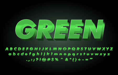 3D Metalic green alohabet designのイラスト素材