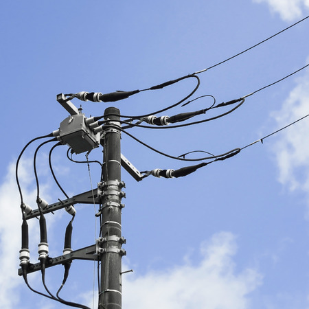 Technology of electric pole, power line, transformers and cables.の写真素材