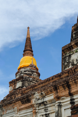 The beautiful old stupa in the temple at Ayutaya Thailand.の写真素材