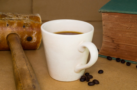 Hot coffee cup with selective focus.の写真素材