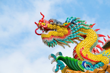 Chinese Dragon that we can see at the shrine in asia.の写真素材