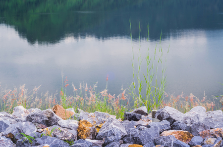 Large reservoir from top view.の写真素材
