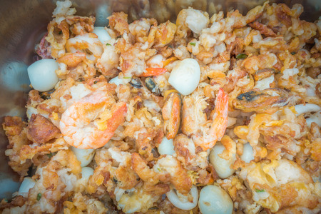 Seafood fried, Thai style food.の写真素材
