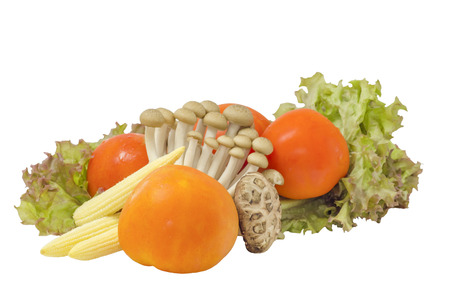 Vegetable for salad with isolated on white backgroundの写真素材