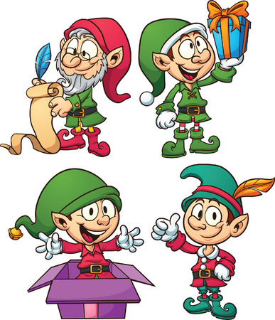 Cartoon Christmas elves  のイラスト素材
