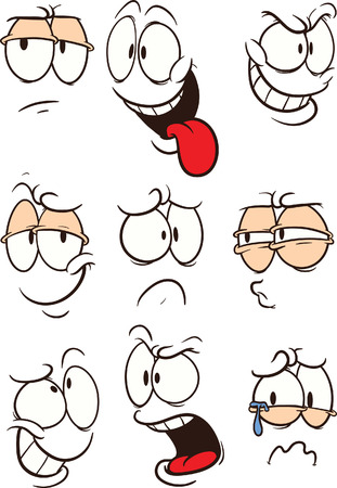 Cartoon faces with expressions clip art  のイラスト素材