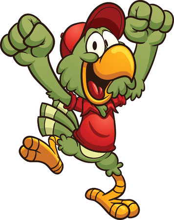 Happy cartoon parrot  Vector clip art illustration with simple gradients  All in a single layer  のイラスト素材
