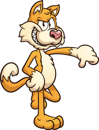 Cartoon cat with thumbs down  Vector cartoon illustration with simple gradients  All in a single layer  のイラスト素材