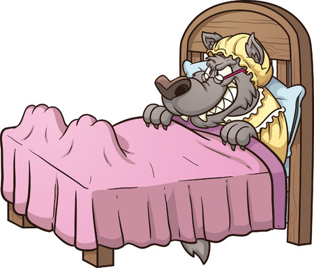 Wolf disguised as and old woman  Vector clip art illustration with simple gradients  All in a single layer  のイラスト素材