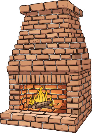 Cartoon brick fireplace のイラスト素材