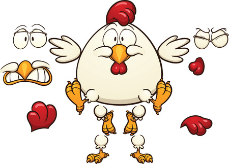 Cartoon chicken ready for animation  Vector clip art illustration with simple gradients  Each element on a separate layer のイラスト素材
