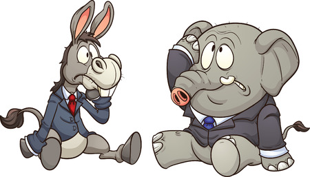 Elephant and donkey in business, Vector clip art illustration with simple gradients   Each on a separate layer  のイラスト素材